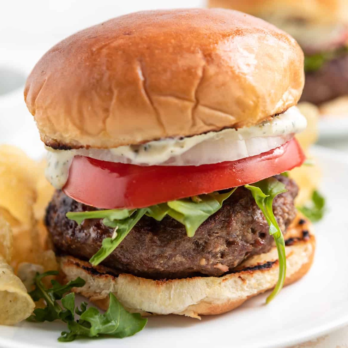 MOZZARELLA STUFFED BURGERS WITH PESTO MAYO